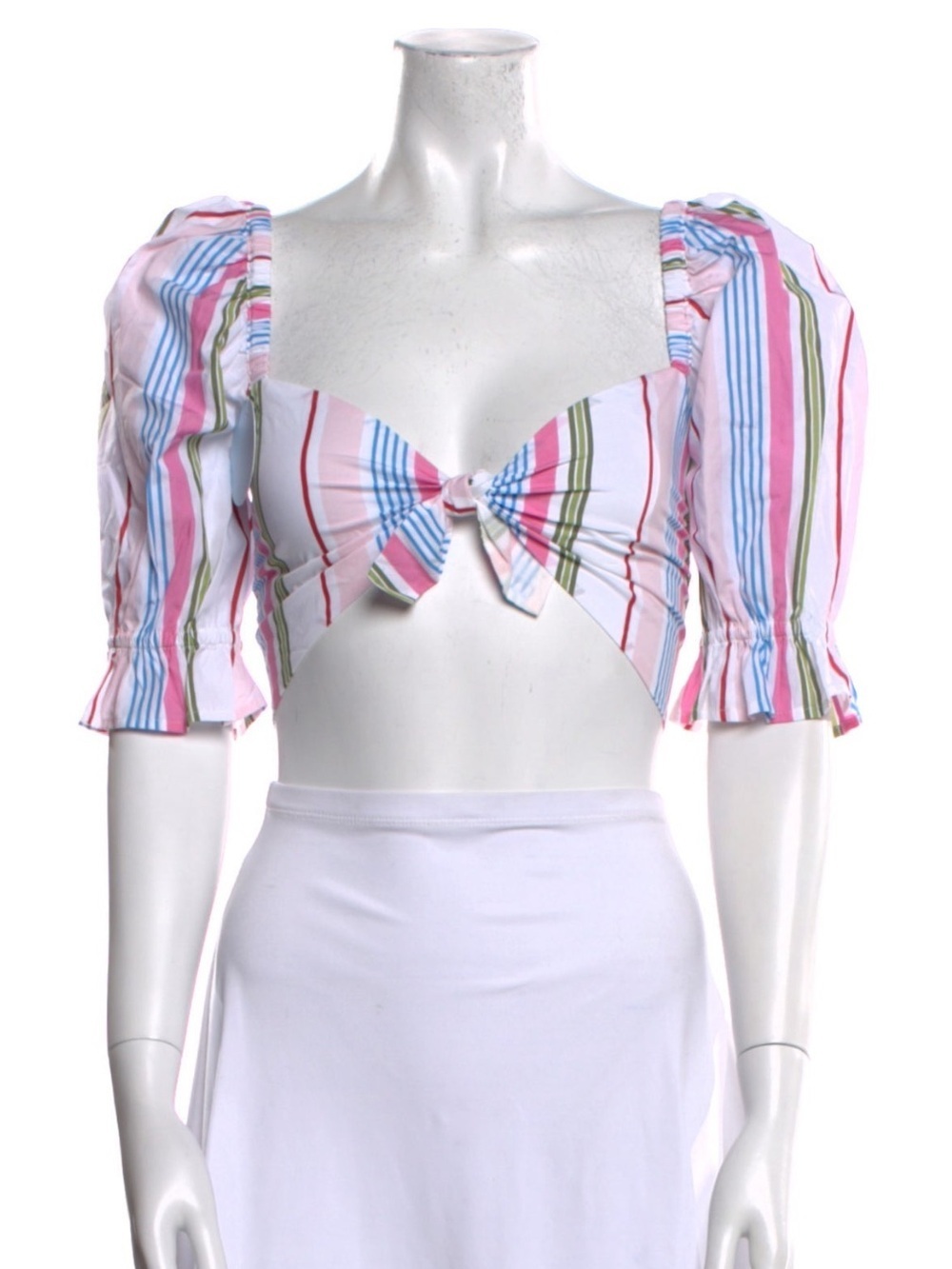 NWT Hill House Home Striped Pink Multi-Color Tie-Front Crop Top
